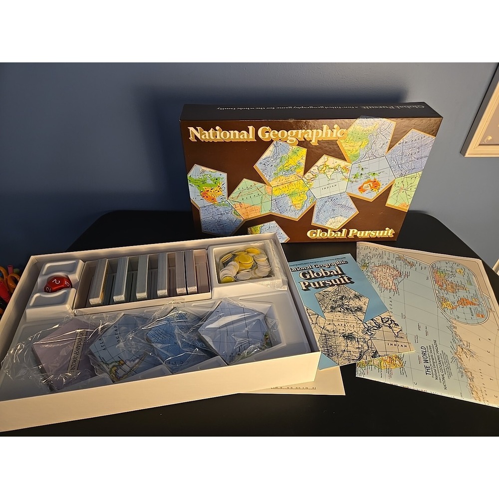 National Geographic Global Pursuit Geography Map Board Game 1987 Complete New